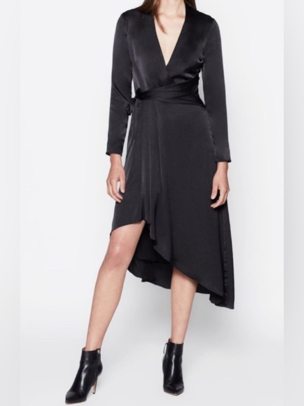 Equipment Black Asymmetrical Wrap Dress